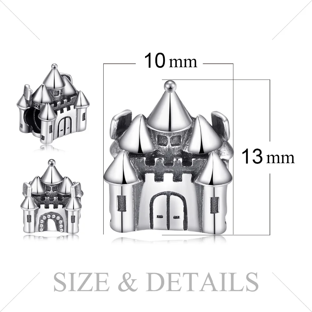 Jewelrypalace стерлингового серебра 925 сказочный замок бисер Подвески Fit Браслеты