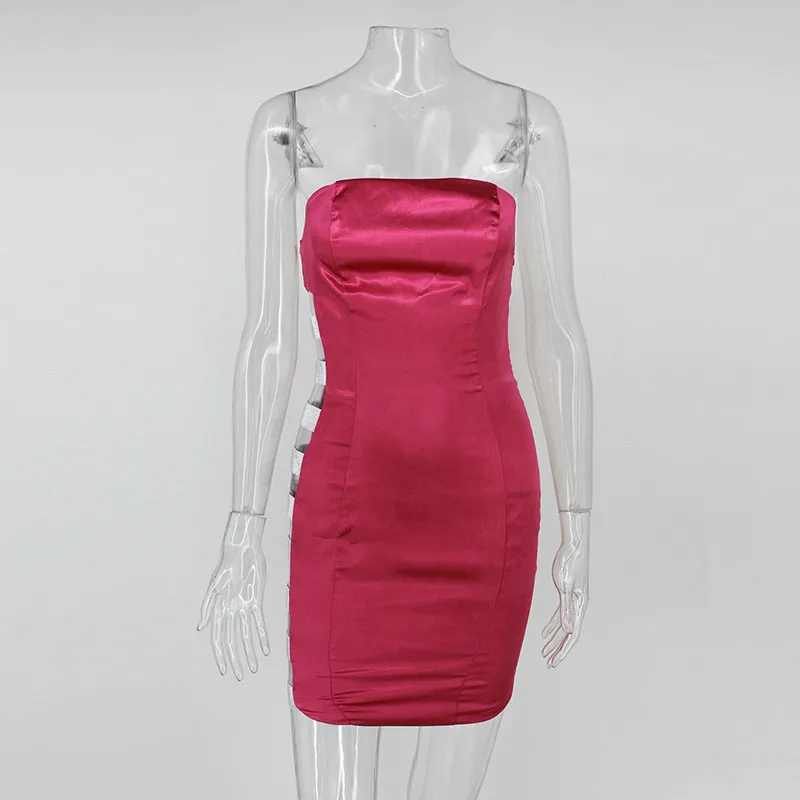 Женское платье с блестками блестящее разрезом ажурное облегающее без бретелек