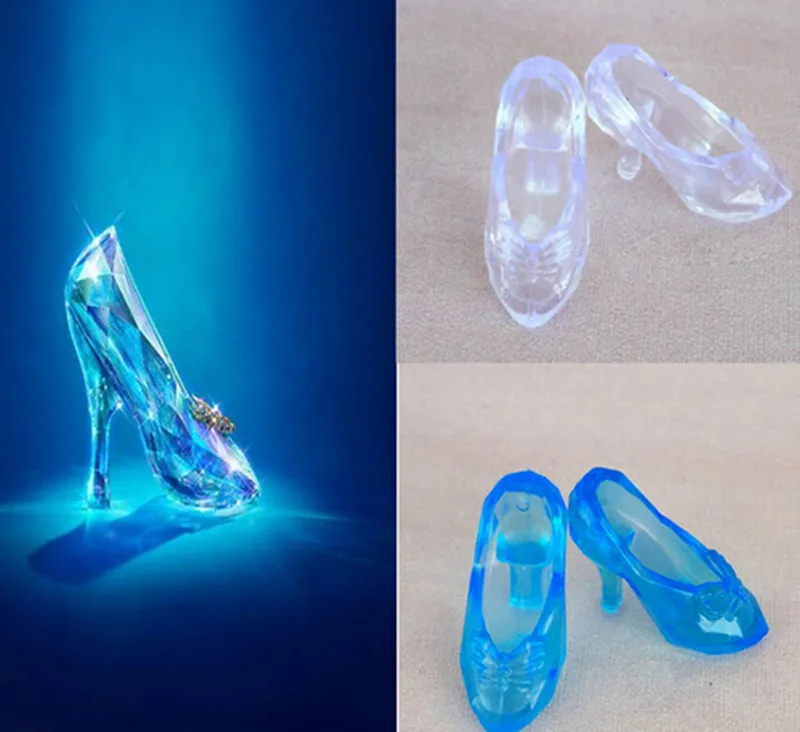 

2 Pairs Imitation Fairy Tale Crystal High Heels Sandals For Shoes Baby Toy Dollhouse Miniature