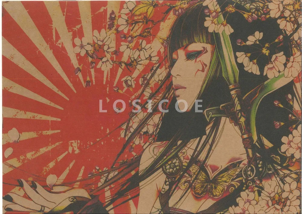 Высокое разрешение Ретро японский Ukiyo татуировки узорные постеры крафт-бумага