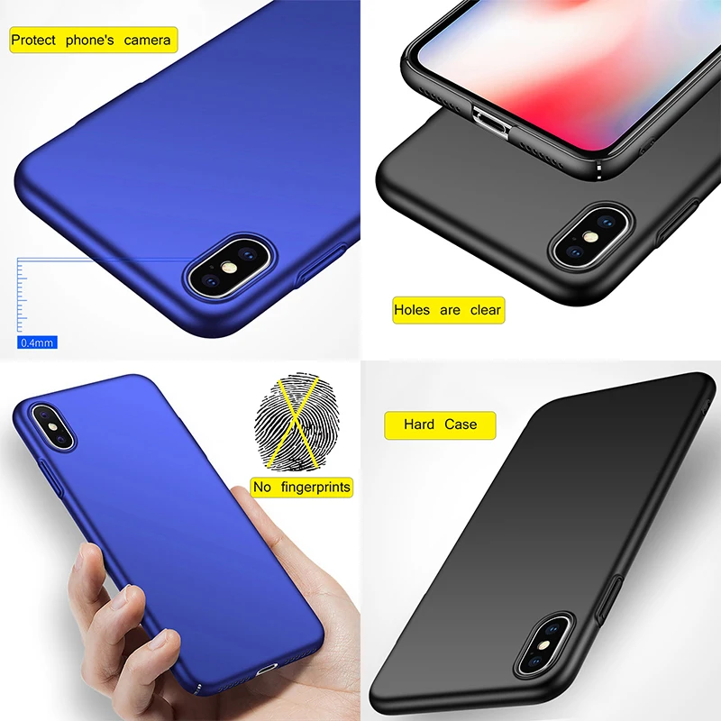 XS Max Case For iPhone XR Cover PC Hard Back Mofi for X cover Soild Color Pure Black Red |