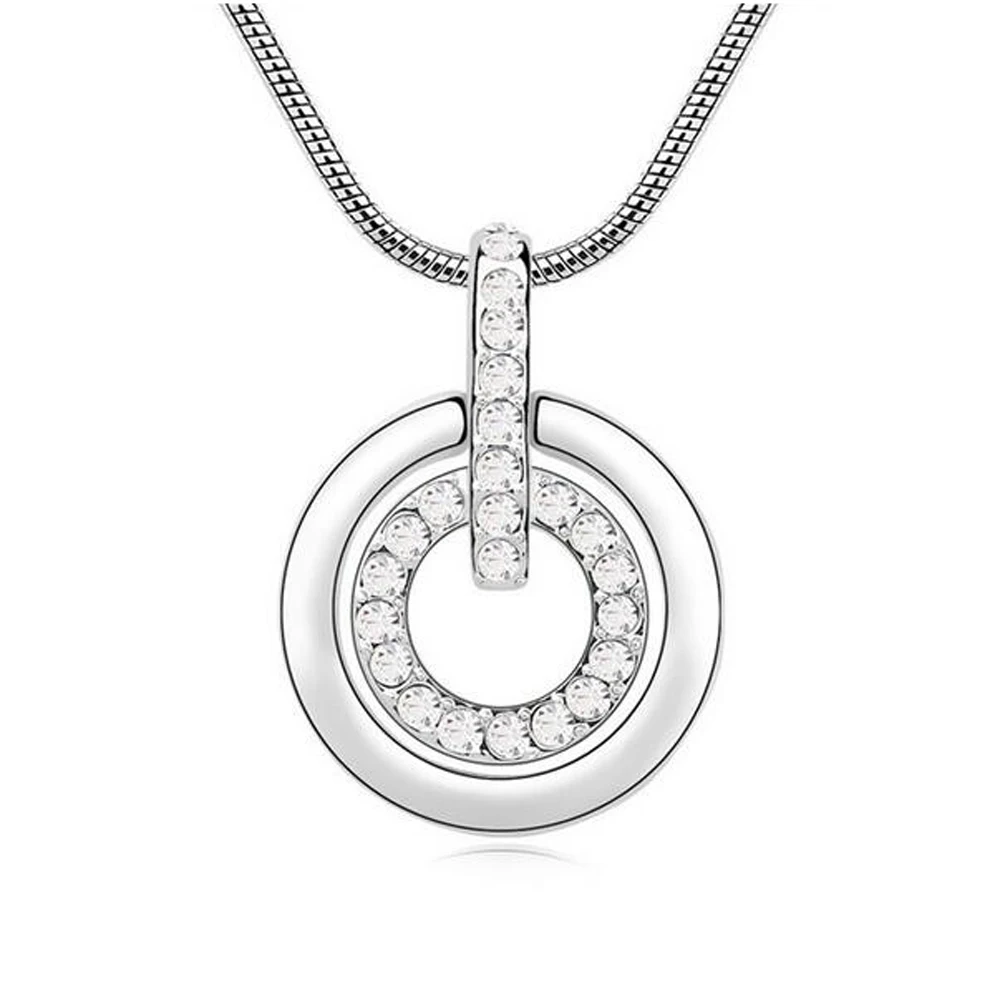 

Christmas gift Circle Pendant necklace made with Czech crystal