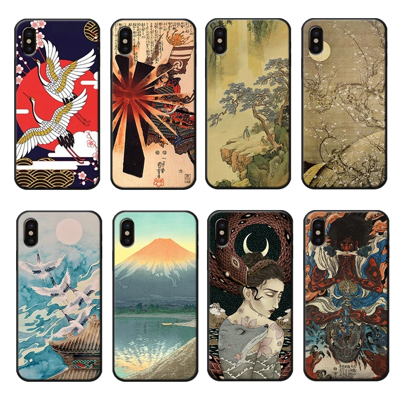 Японский художественный чехол для iPhone 6 6s 7 8 Plus X XR XS Max Мягкий Роскошный ТПУ