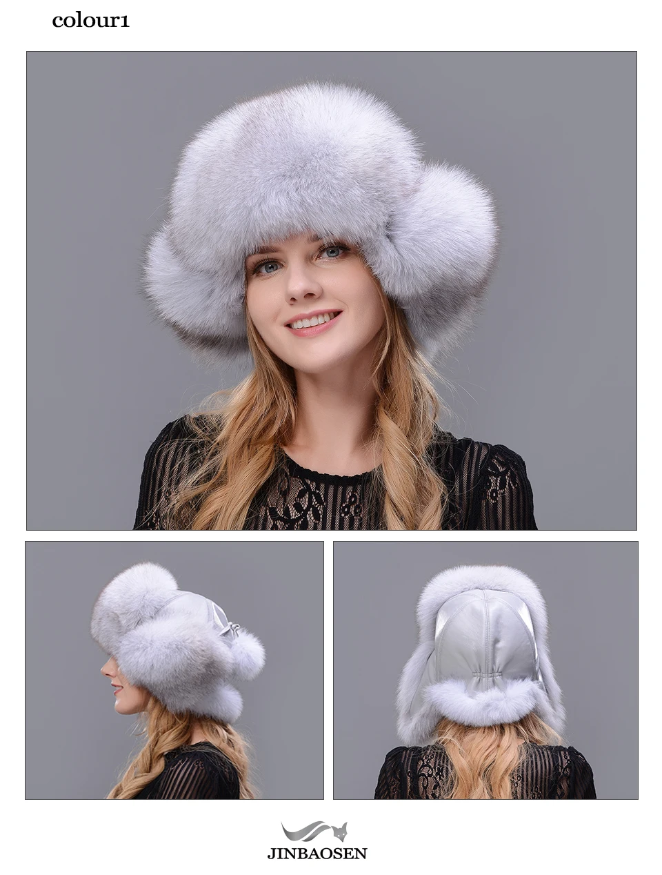 JINBAOSEN Русская женская меховая шапка зимняя кожаная шапка с мехом с меховыми помпонами защита ушей шапка-бомбер