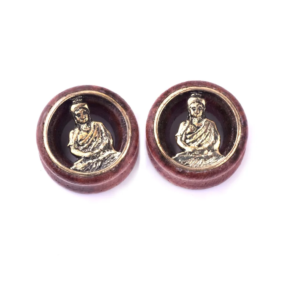1 пара 00g 3/4 &quotPlus латунные туннели с двумя расклешенными ушками Будды заглушки для