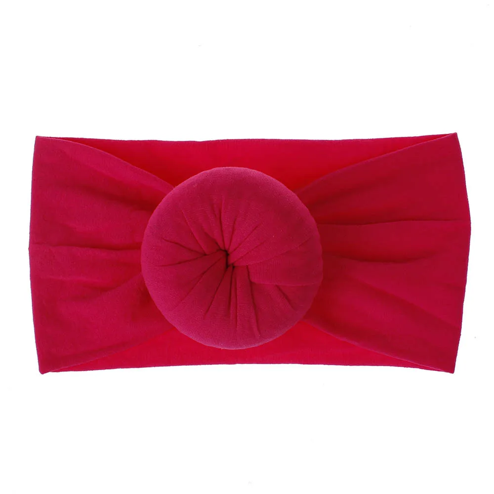 Round Hot Pink 21 цвет, детский бант из нейлона, повязка на голову для девочек, весна, детская мягкая эластичная круглая повязка на голову, повязка на голову с бантом для новорожденных, аксессуары для волос - Цвет: Round Hot Pink