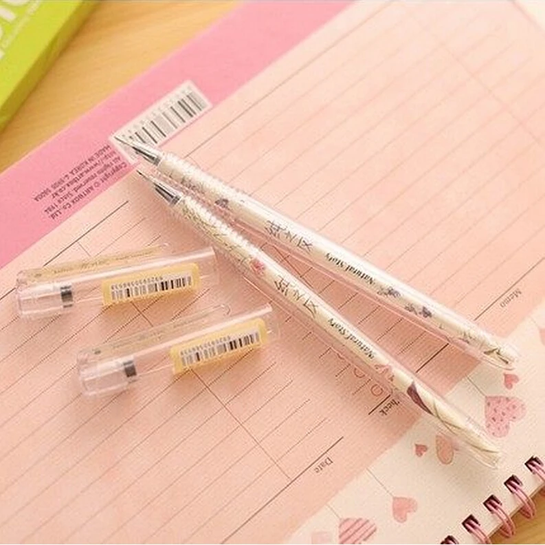 

12pens/lot eco-friendly 0.35mm gel pens super fine transparent barrel gel pens Aihao 8653 natural story series