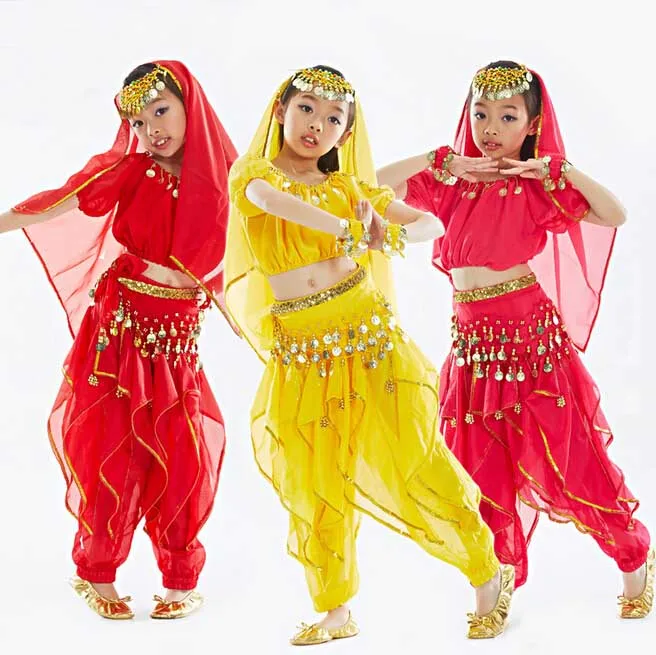 

DJGRSTER Girls Belly Dance Costume Child Bollywood Dance Costumes Bellydancer Children Indian Clothing Dresses Kids Bellydance
