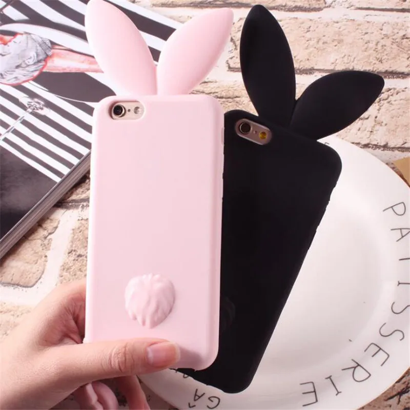 Rabbit Ear For iPhone 7 Plus 6 6s X 8 Case Korea style Cute Animal Silicone Cover Soft Cases Funda |