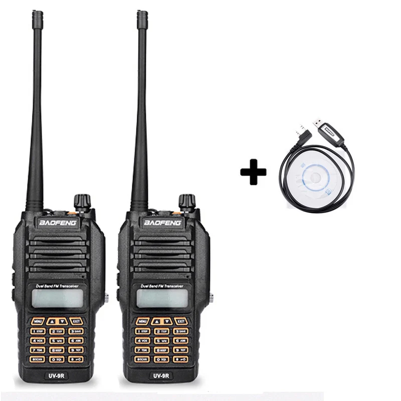 Add a program cable baofeng UV-9R UV 9R UV9R для cb комплект рация 2 шт водонепроницаемые 10 км автомобильная портативная рации ham радиостанция трансивер baufeng двухдиновая магнитола радиостанции boafeng телефон радио станция uhf vhf - Color: Add a program cable