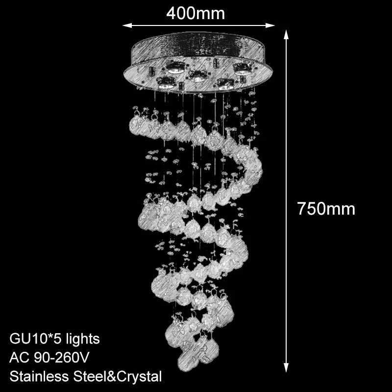 Современная Европейская люстра в стиле лофт с 5 кристаллами GU10 Классическая