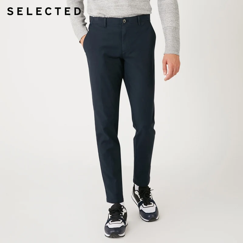 Отборные Мужские Двойные Боковые карманы Slim Fit Чистый цвет повседневные брюки S |