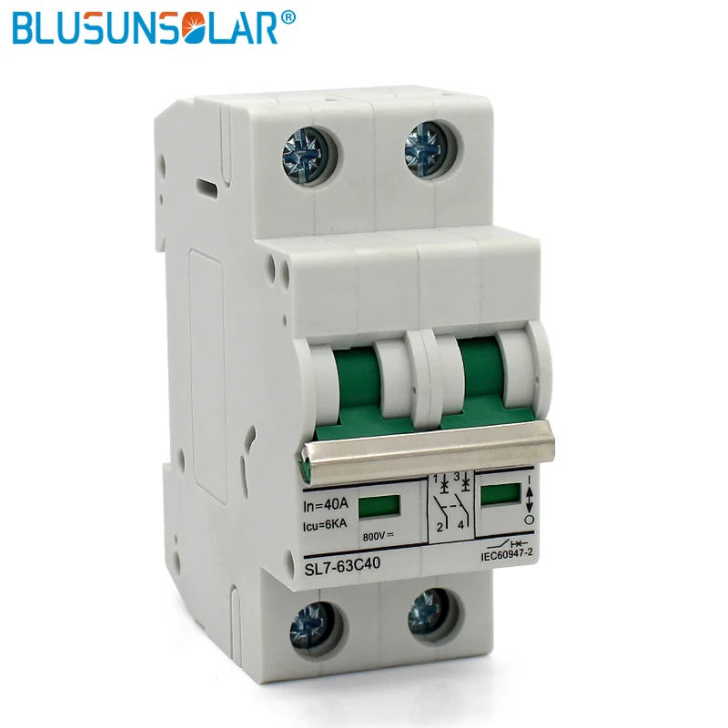 

50PCS/Lot 2P In 40A / Icu 6KA DC800V MCB Solar energy photovoltaic (pv) solar dc switch dc controller DC Circuit Breaker