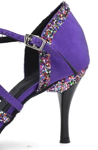 purple heel 8.5cm WUXIJIAO танцевальные джазовые туфли черные Бронзовые Туфли для латинских танцев для женщин сальса латинские туфли для девочек бальные туфли для латинских танцев 8,5 см каблук - Цвет: purple heel 8.5cm