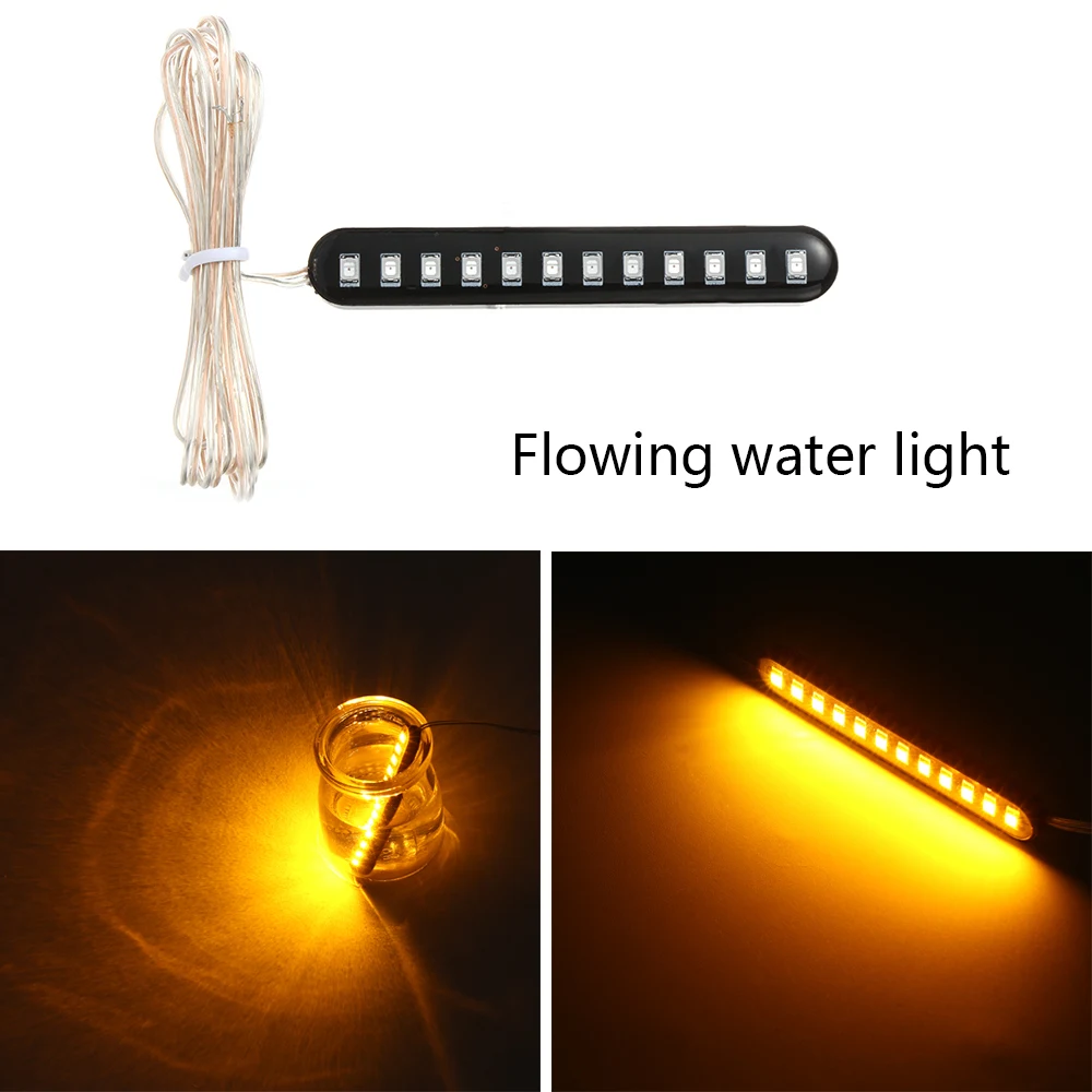 Универсальный 2 шт. последовательного вода течет 12 LED мини полоски автомобиля