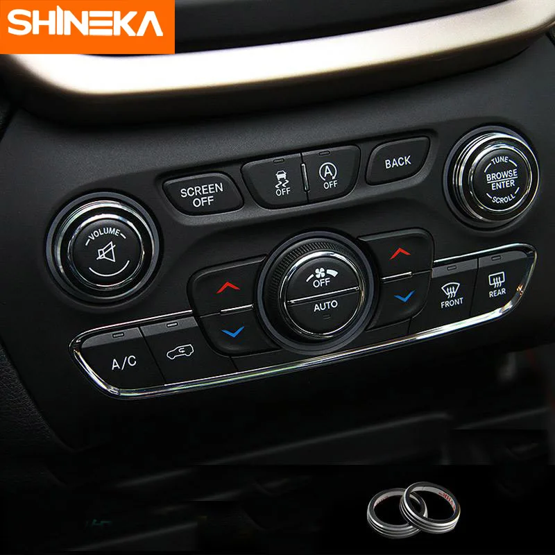 SHINEKA внутренние молдинги для Jeep Grand Cherokee 2014 2016 CD кнопка переключения ручки кольцо