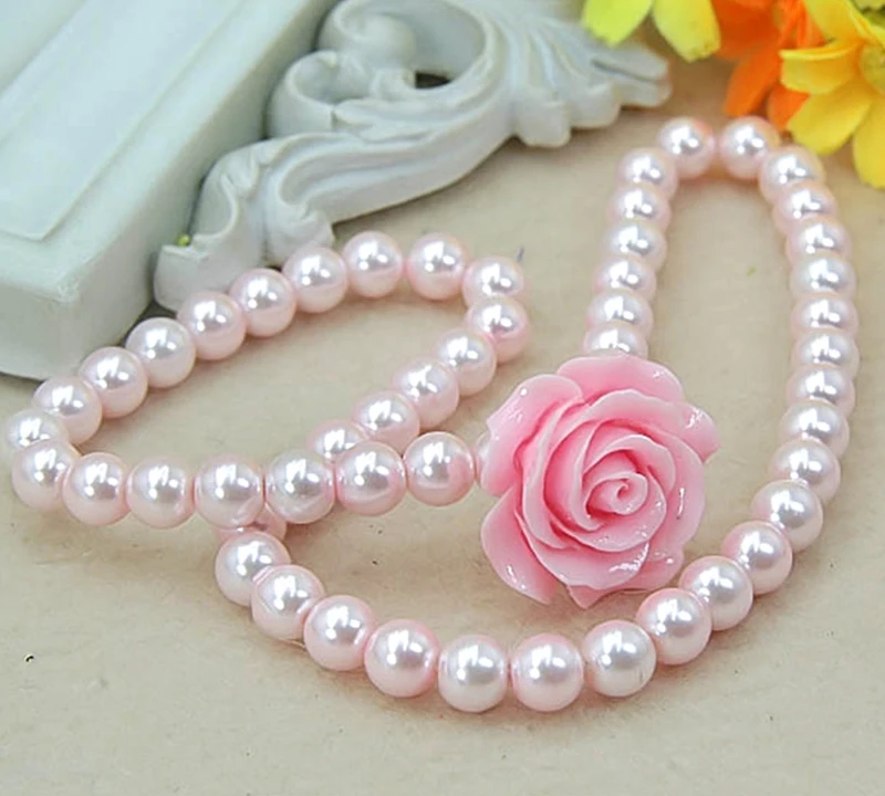 Милые ожерелья + браслеты кольца для девочек с искусственным жемчугом бисером