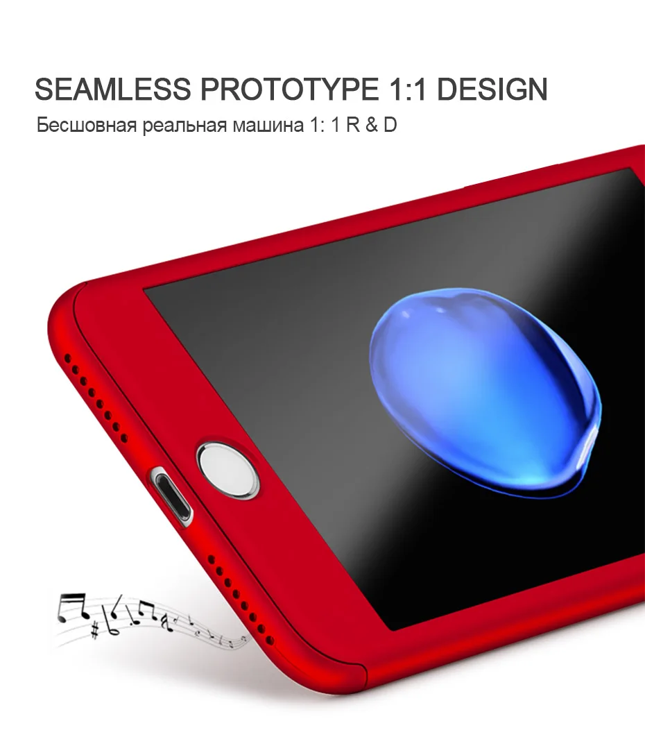 500PCS 360 Degree Full Body Phone Case for iphone 5 5S 6 6S 7Plus Hybrid Front Back Cover+Tempered Glass Film 8 X | Электроника