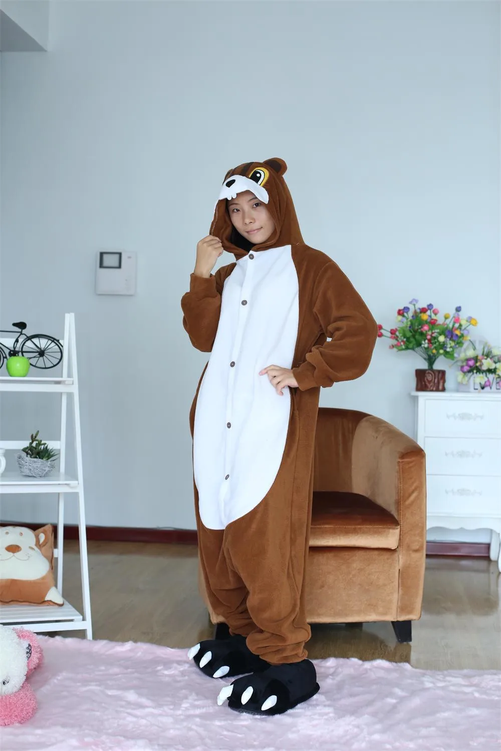 Кигуруми белка Onesie пижамы для взрослых косплей костюм унисекс мультфильм