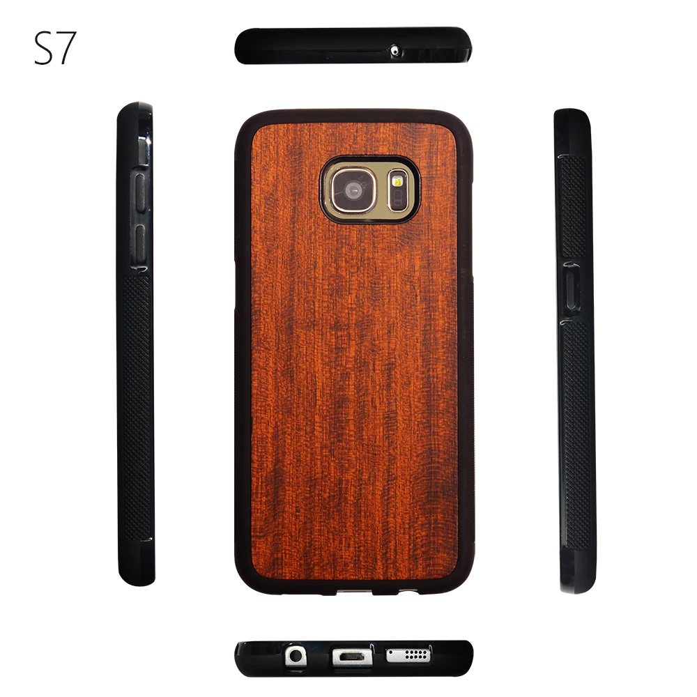 Techase ТПУ бампер + твердая древесина задняя крышка для Samsung Galaxy S7 телефонные чехлы