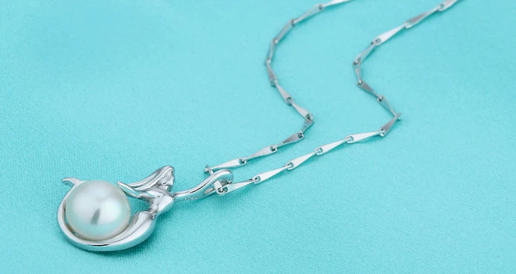 Silverwill Ювелирных Украшений 100% 925 Серебряный Подвески Белый Жемчуг Русалка Кулон