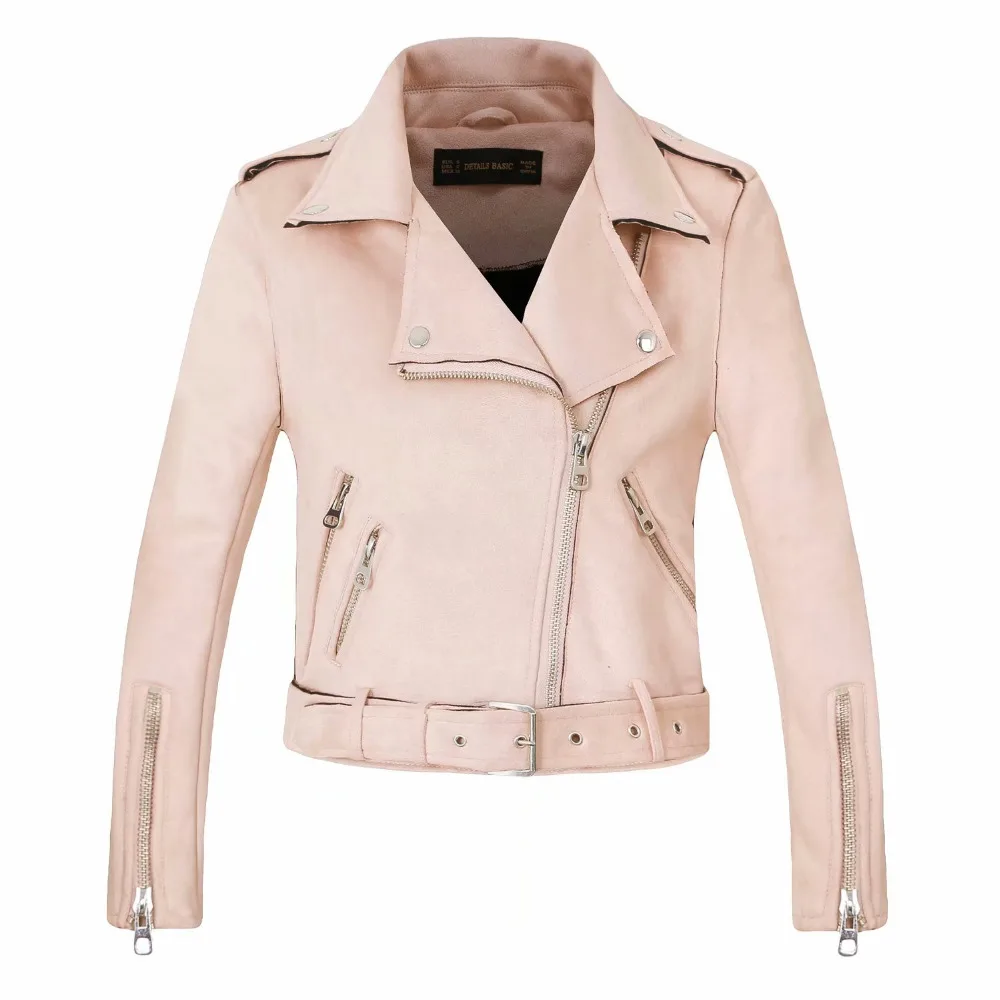 Faux Leather Jackets Sash Lady Matte Motorcycle Coats Biker Zippers Street Outwear 2021 Women Autumn Winter Thick Fake Suede | Женская
