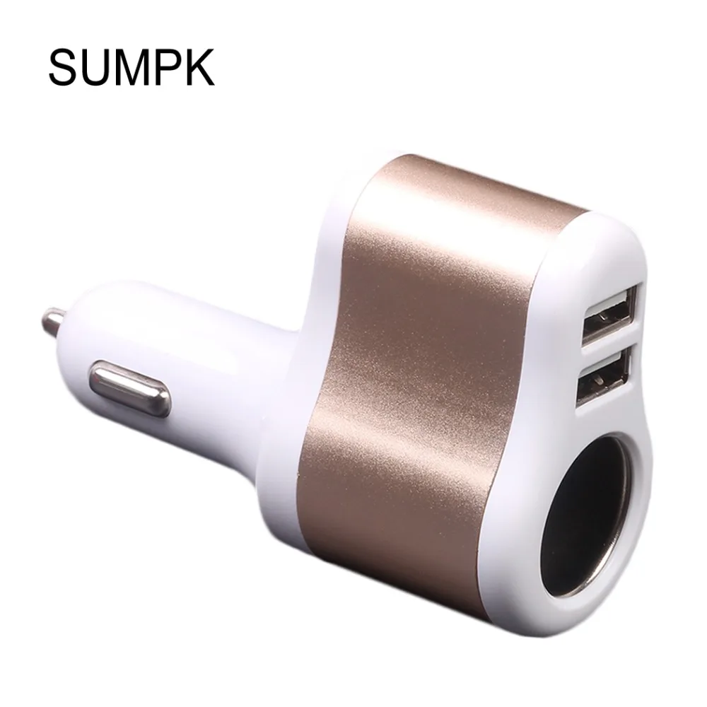 SUMPK 5V 3.1A зарядное устройство для автомобиля с двумя портами USB и прикуриватель iPhone