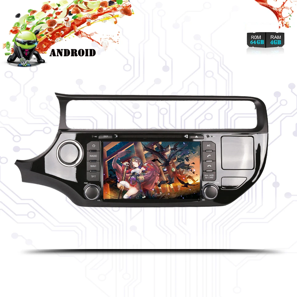 8 &quotIPS HD 1024*600 Android 9 0 4 + 64 Core автомобильный dvd Видео Медиа экран GPS ГЛОНАСС для KIA RIO K3