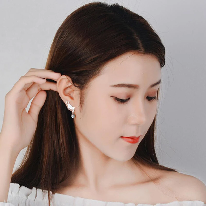 KOFSAC новые модные серебряные серьги-гвоздики 925 пробы для женщин милые розовые