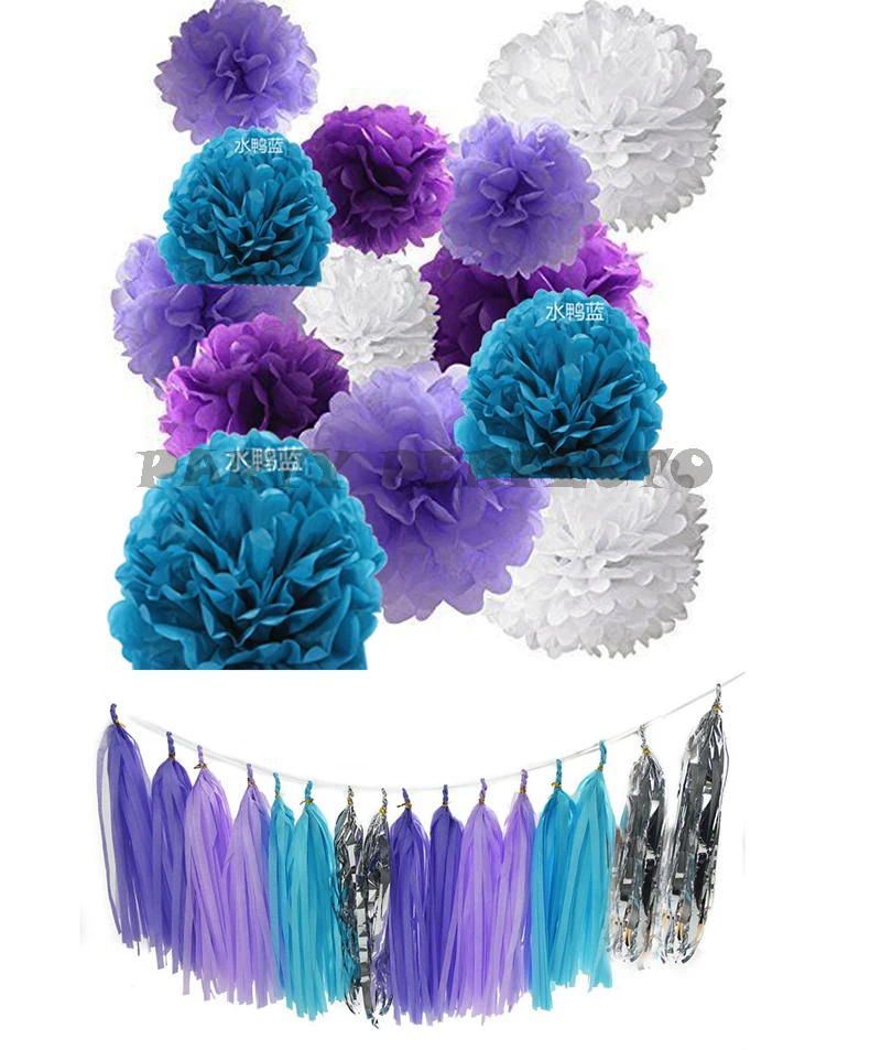 26x новый смешанный размер синие фиолетовые Лавандовые белые салфетки флажки