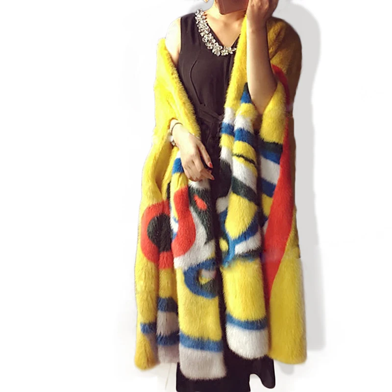 LVCHI благородная новинка натуральный полный мех норки Зимняя Туника пальто