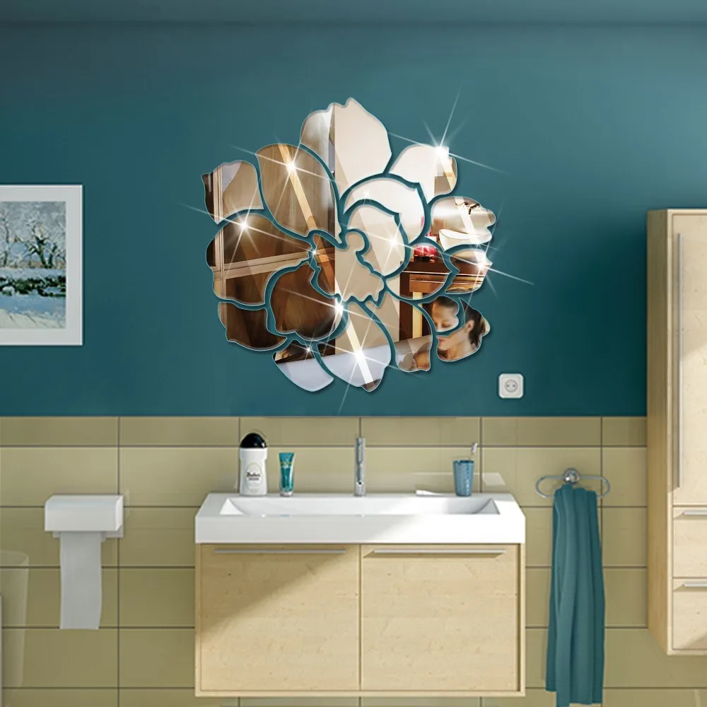 Зеркальные настенные Стикеры пластиковые 3d наклейки сделай сам с пионами