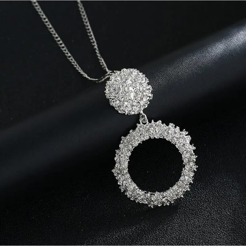 silver QTWINDY, женское ожерелье,, металлические геометрические цепочки, ожерелье, модное, золото/серебро/розовое золото, длинное богемное колье, ювелирные изделия, вечерние, подарок - Окраска металла: silver
