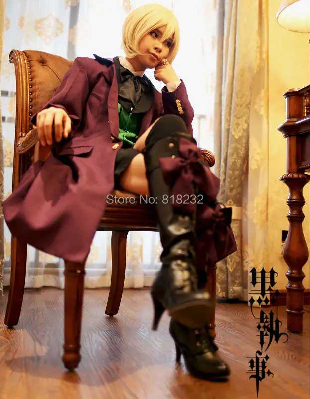 Костюм черный Батлер 2 Kuroshitsuji Alois Trancy пиджак рубашка шорты наряд для