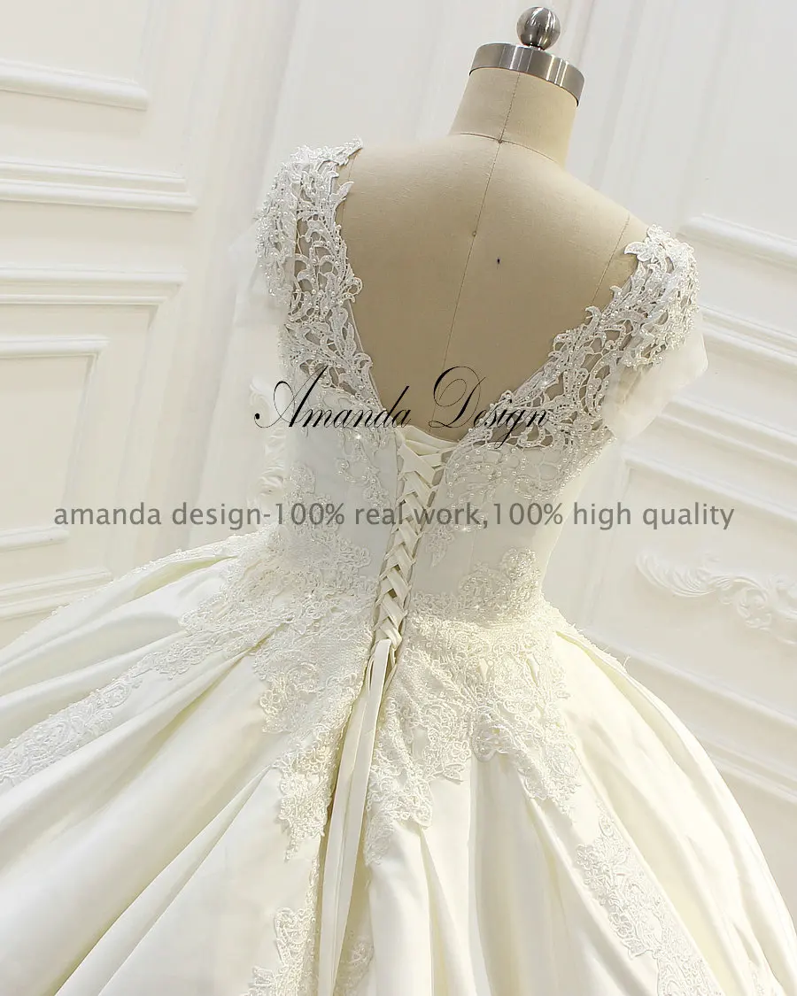 2019 Свадебное Платье Amanda Novias модель атласного пышного бального платья 100%|puffy ball