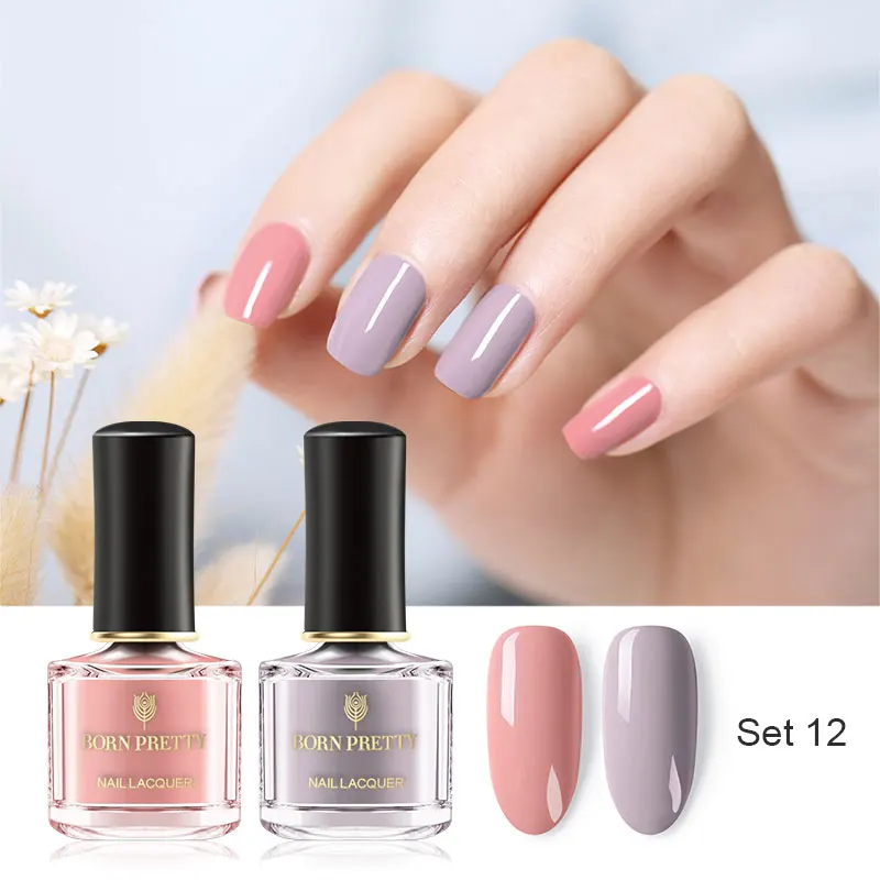 Set12 BORN PRETTY 2 бутылки лак для ногтей 6 мл чистый цвет ногтей блестящие, дизайн ногтей лак пилинг Блестящий лак для ногтей - Цвет: Set12