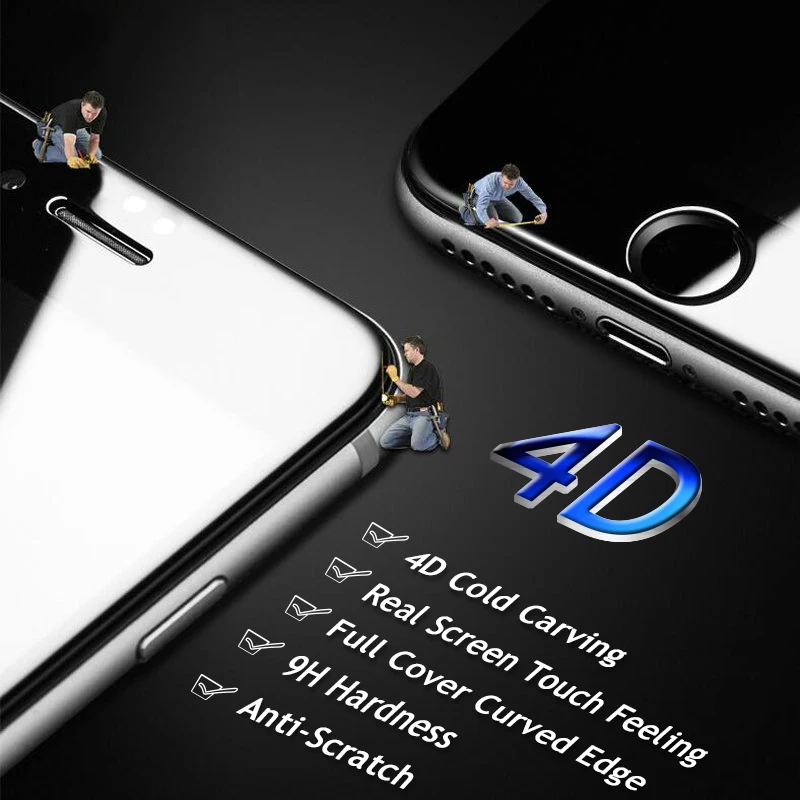JGKK для iPhone 8 7 6 защитное стекло полное покрытие 4D( 3D) Закаленное стекло пленка для iPhoneX 6 6 S 7 Plus край Полное покрытие осыпи