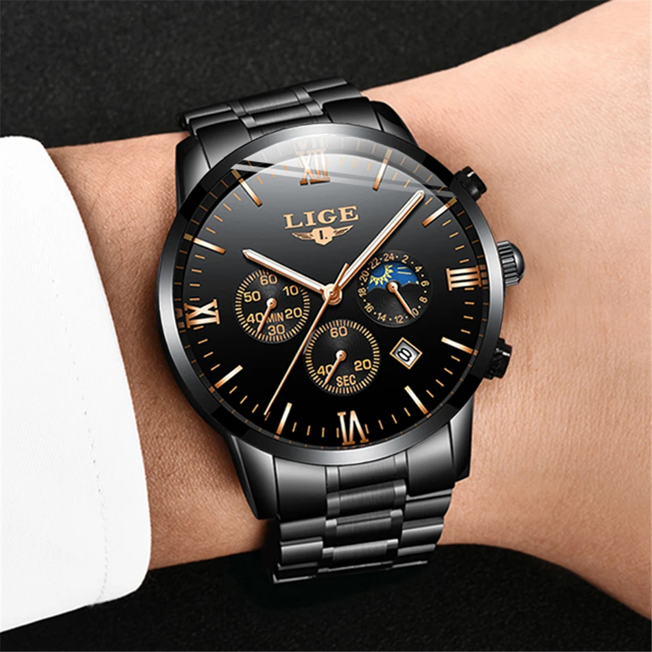 Relojes часы мужские LIGE модные спортивные кварцевые часы мужские s часы Топ бренд класса люкс Бизнес водонепроницаемые часы Relogio Masculino