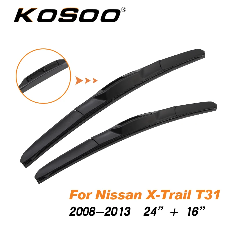 X-Trail T31 S-2416 KOSOO для NISSAN X-Trail T30/T31/T32 модельный год от 2001 до Fit J крюк рычаг Авто натуральный каучук щетки стеклоочистителя аксессуары - Цвет: X-Trail T31 S-2416