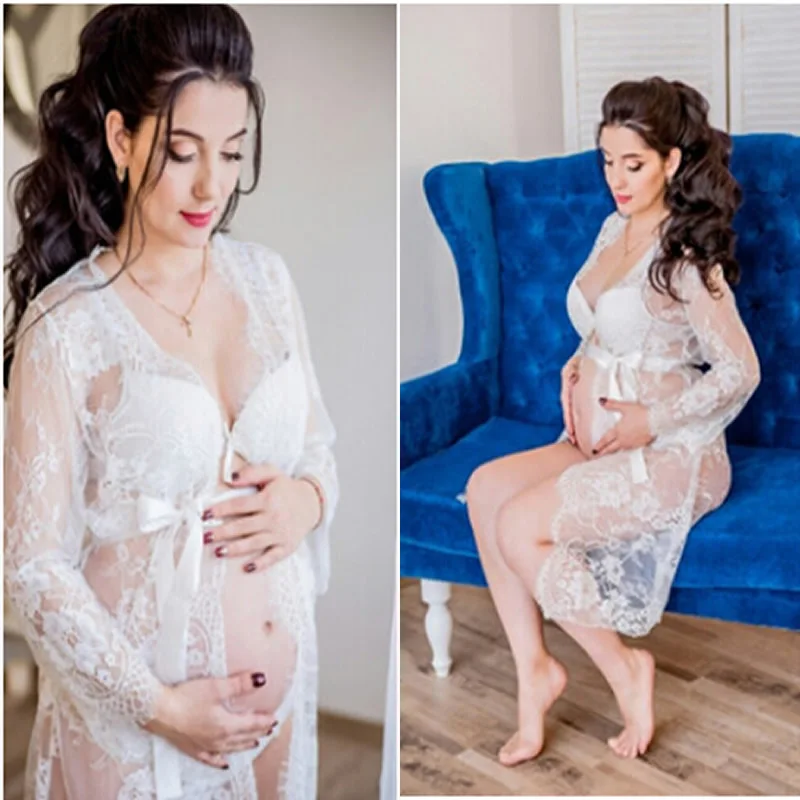 Платья для беременных Белое кружево фотосессии платье реквизит кардиган