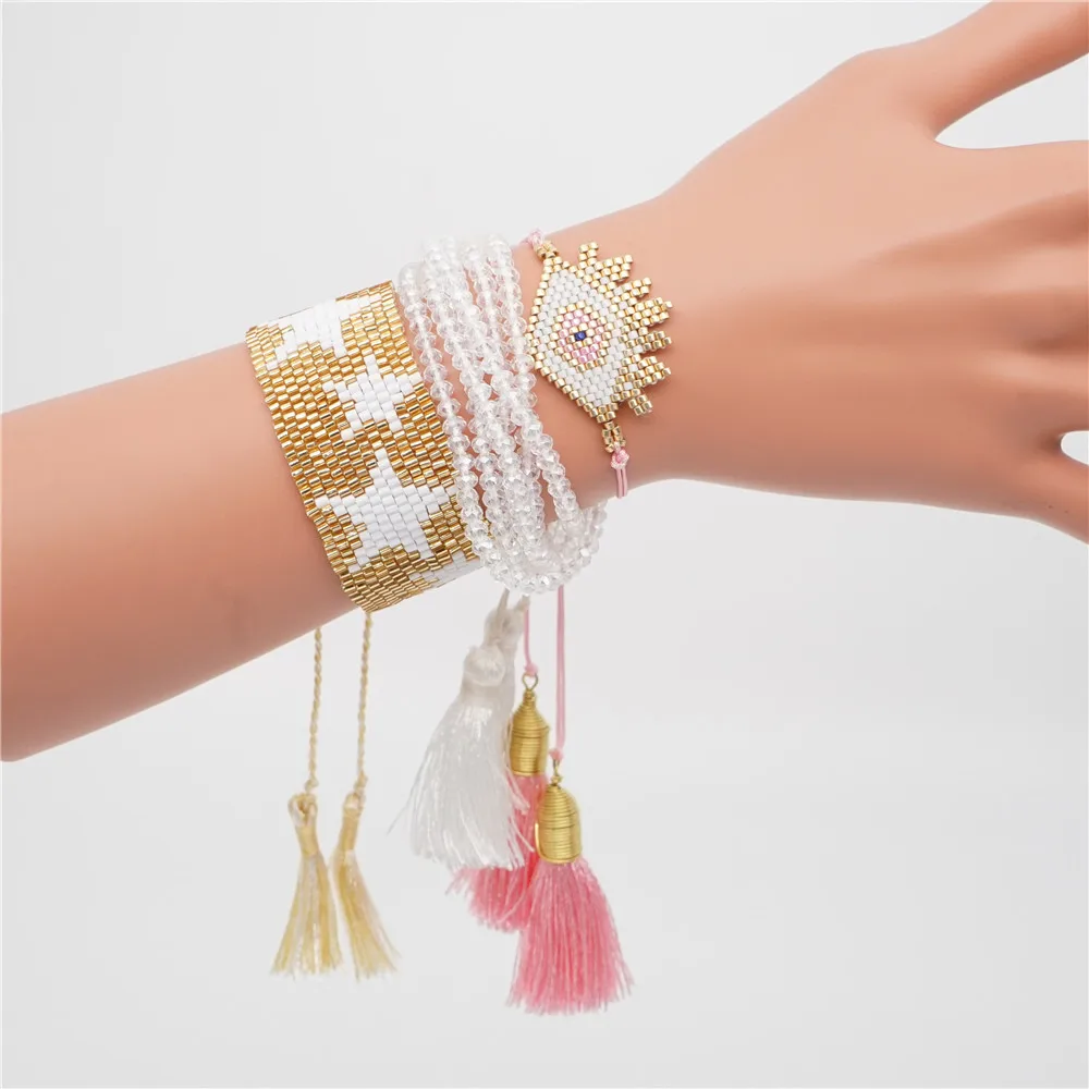 Shinus MIYUKI браслет мексиканский браслет Miyuki Joyeria летние ювелирные изделия фестиваль Pulseras Mujer Moda Мода Бохо ручной работы Тканые - Окраска металла: MI-S190050