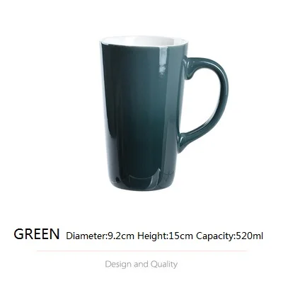 Green Cup Плавно меняющая цвет кружка керамическая с крышкой с ложкой 520 мл креативная модная парная кружка кофейная Милая чашка для завтрака уникальный подарок - Цвет: Green Cup
