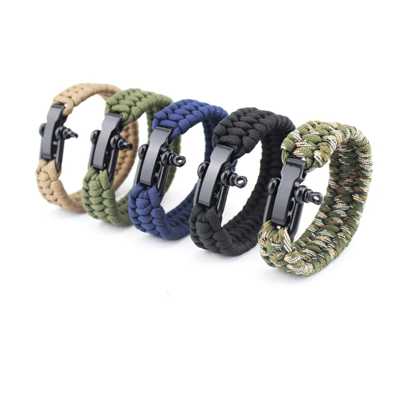 Открытый Кемпинг Плетеный Pulseras спасательный Паракорд браслеты парашютный шнур