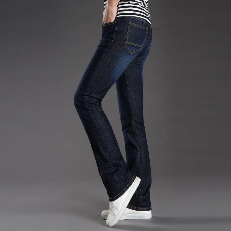 2018 New Mens Flared Bottom Jeans For Men Long Slim Bootcut Flare Stretch Pants 4 Season Size 27-38 | Мужская одежда