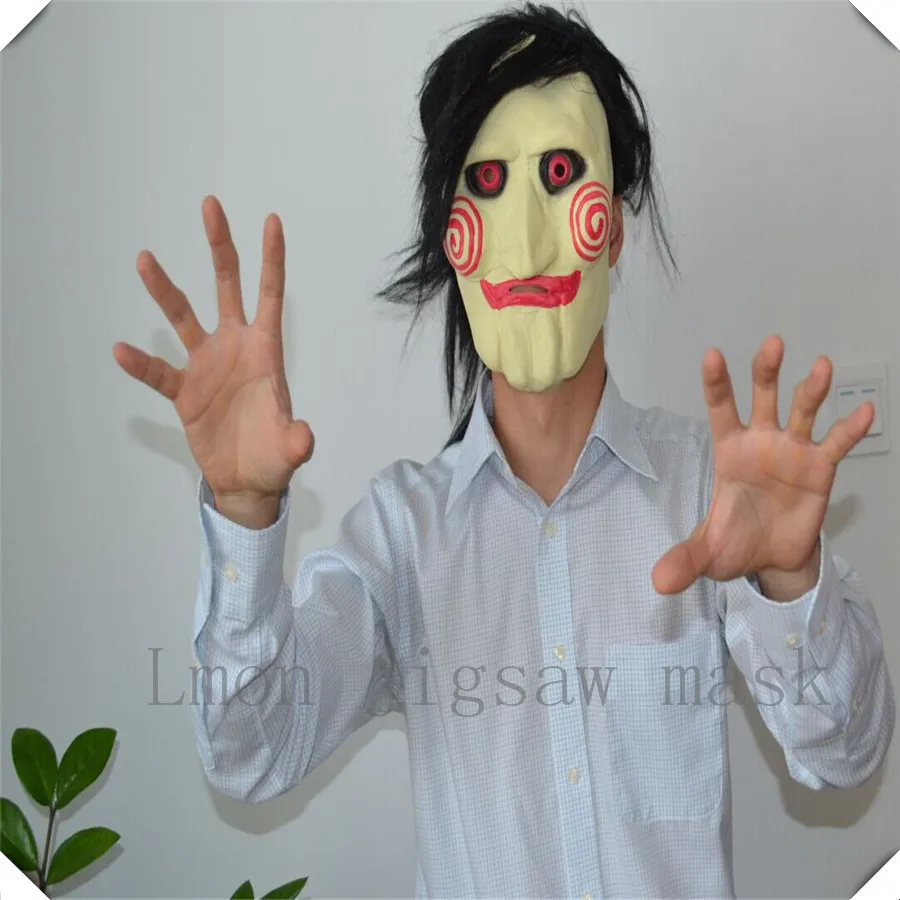 Halloween Party Cosplay Saw Billy Jig Tobin Bell Jigsaw Head Mask With Hair Costume Free Shipping | Дом и сад