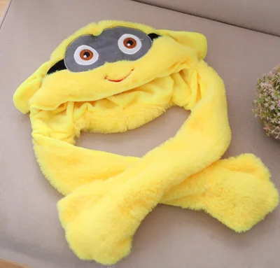 Yellow mask Модная подвижная шапка с заячьими ушками, плюшевая Милая шапка с заячьими ушами, передвижная подушка безопасности, магнитная шапка, плюшевый подарок, светодиодный подвижный светильник - Цвет: Yellow mask