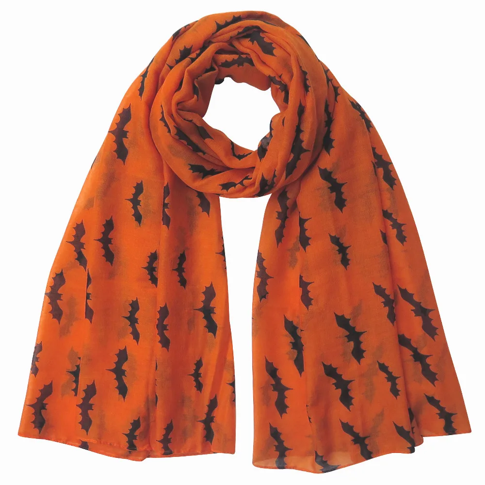 Женский большой шарф с принтом летучая мышь шаль Подарочный аксессуар для