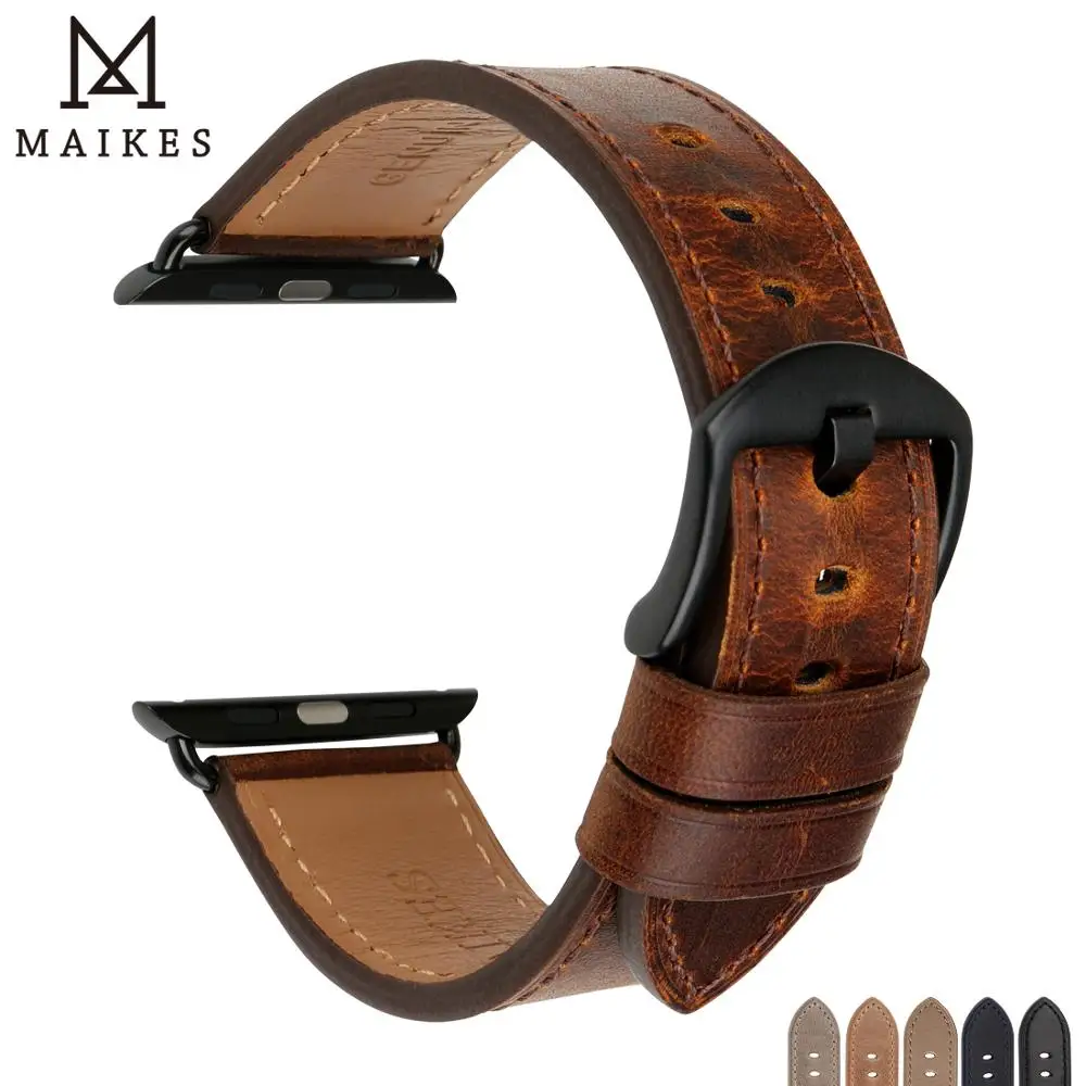 Аксессуары для часов MAIKES, ремешок из натуральной кожи для Apple Watch, 44 мм, 40 мм, ремешок для часов Apple, 42 мм, 38 мм, серия 4, 3, 2, 1, ремешок для часов