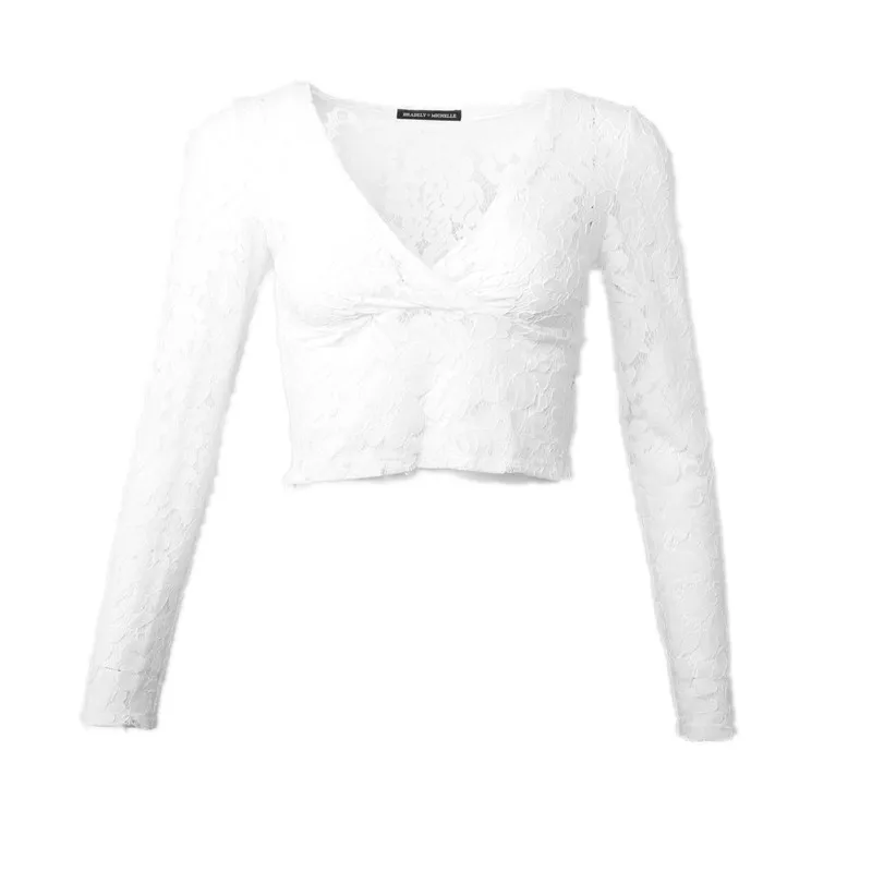 2018 New Arrival Vintage Solid Lace Short Mujer Blouse Slim Casual V-Neck Shirts Summer Sexy Hollow Out Korean Blusas 75309 |