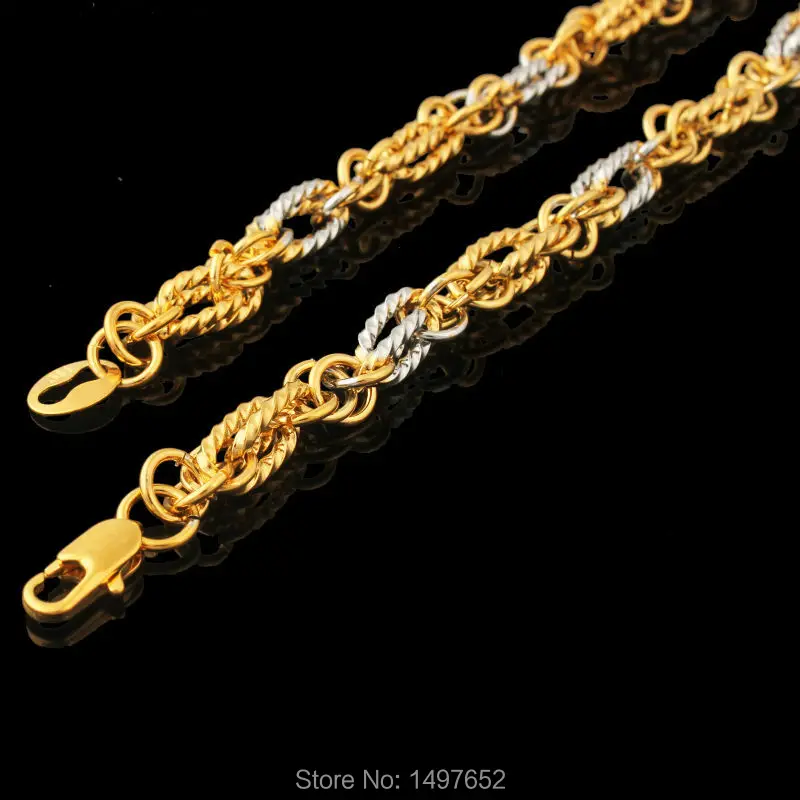 Браслет с двухцветной цепочкой позолоченный/посеребренный 21 см * 0 6 уникальный